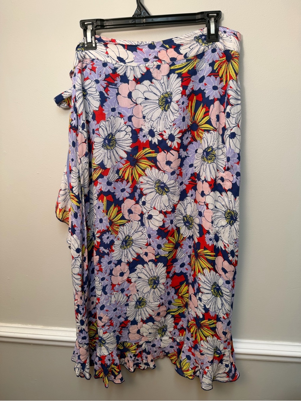 Maeve Anthropologie Sybil Floral Wrap Ruffle High Low Midi Skirt Large - Picture 4 of 9
